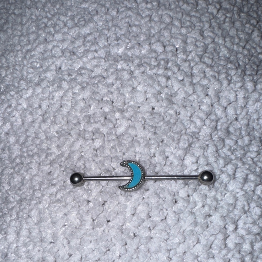 Silver and Turquoise Crescent Moon Earrings